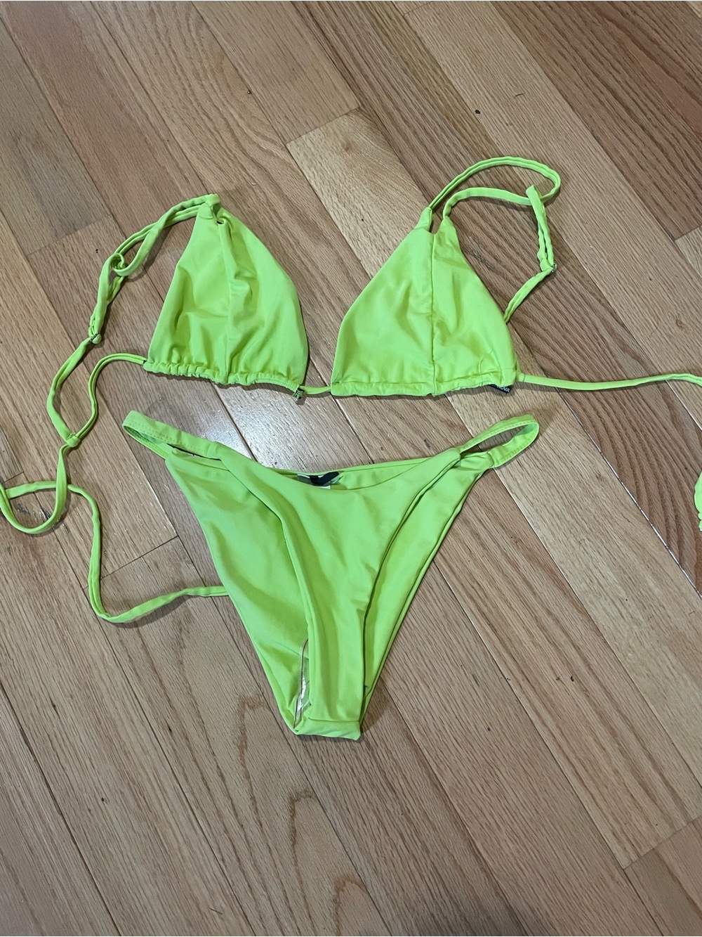 Fashion nova Neon Lime Triangle Bikini Set - Women's Swim